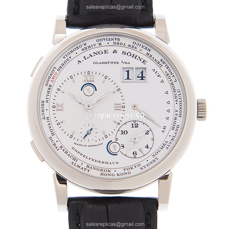 A. Lange & Sohne LANGE 1 Manual Wind 18kt White Gold - White Dial - Alligator Black Strap - Buckle Clasp