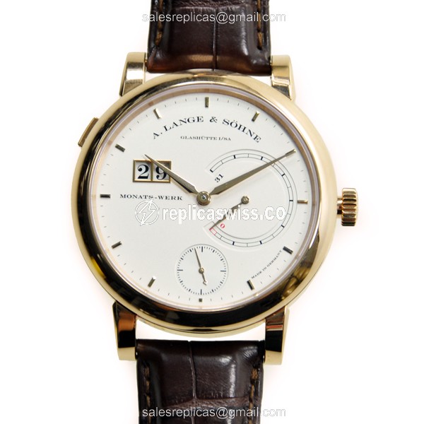 A Lange & Sohne LANGE 31 - Manual Wind - 18kt Rose Gold - White Dial - Brown Alligator Strap
