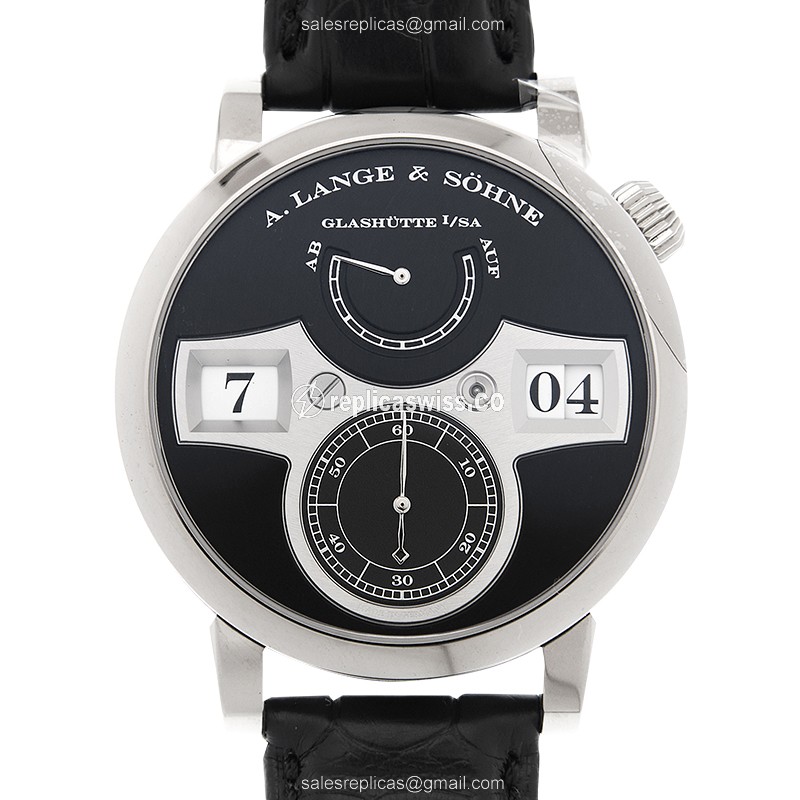 A Lange & Sohne 140.029 Replica - Automatic - 18kt Gold - Black Dial - Alligator Black Strap