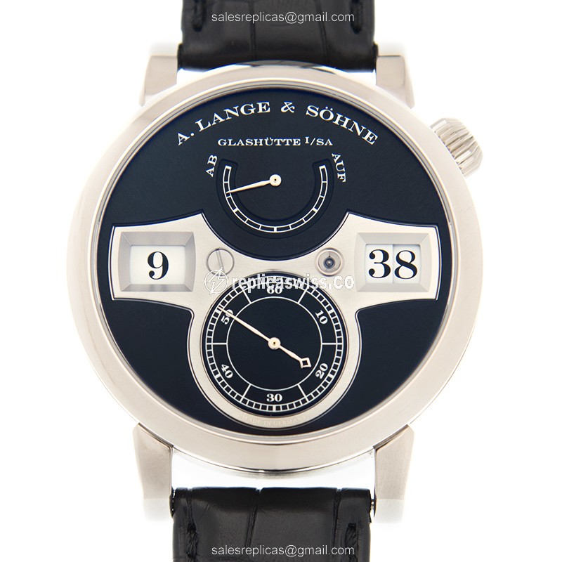 A Lange & Sohne OWL Series - Automatic - 18kt White Gold - Black Dial - Alligator Black Buckle