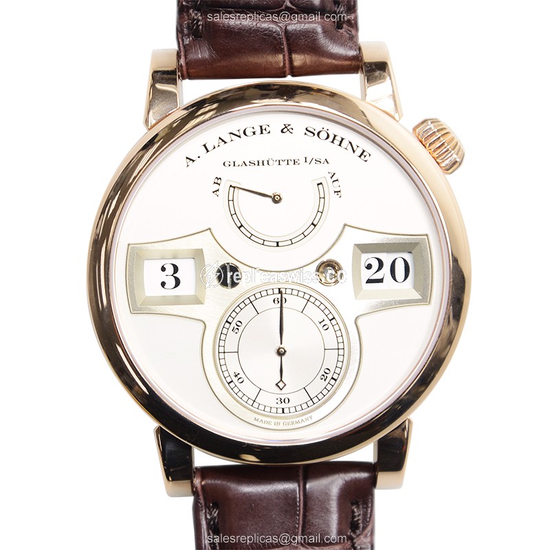 A. Lange & Sohne Replica OWL Series - Manual Wind - 18kt Rose Gold Case - Silver Dial - Brown Alligator Strap - Buckle Clasp - Luxury Replica OWL SERIES Watch