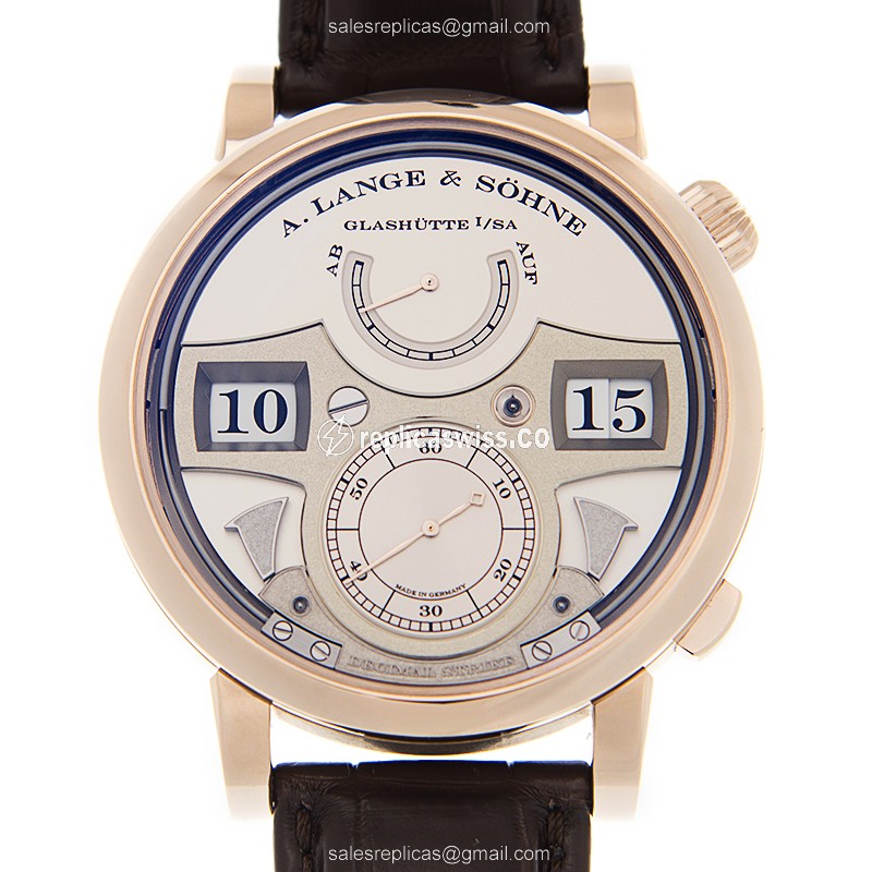 A Lange & Sohne 143.050 OWL - Manual Wind - 18kt Rose Gold - White Dial - Brown Alligator Buckle