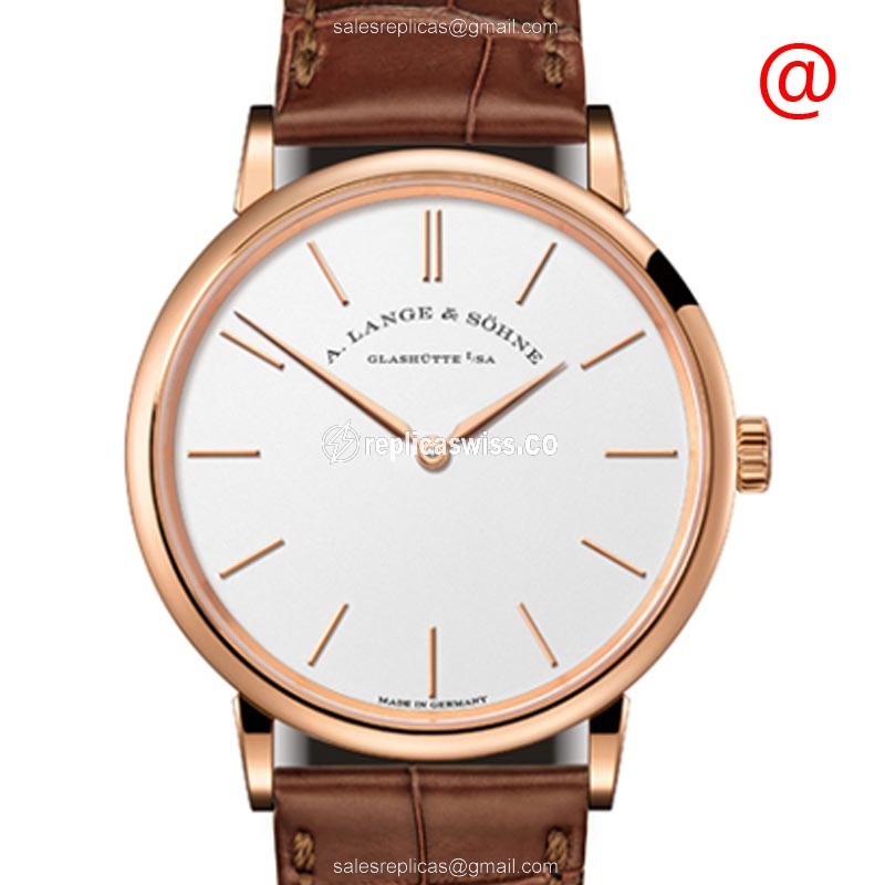 A. Lange & Söhne SAXONIA Manual - Rose Gold Case - White Dial - Brown Alligator Buckle - Luxury Replica SAXONIA Watch