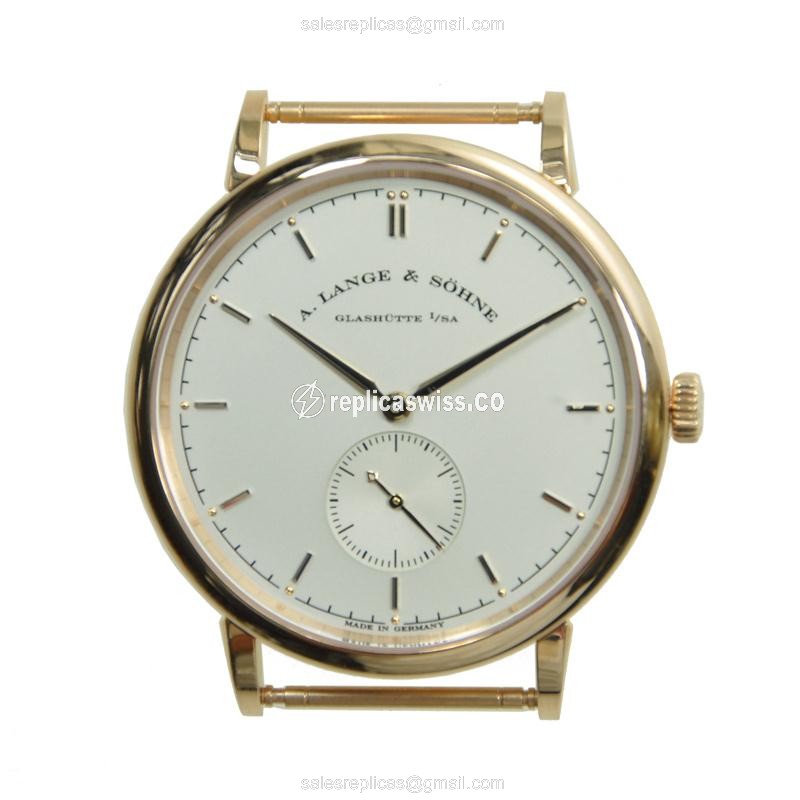 A Lange & Sohne SAXONIA Replica - Manual - 18kt Rose Gold - White Dial & Strap - Luxury Replica SAXONIA Watch