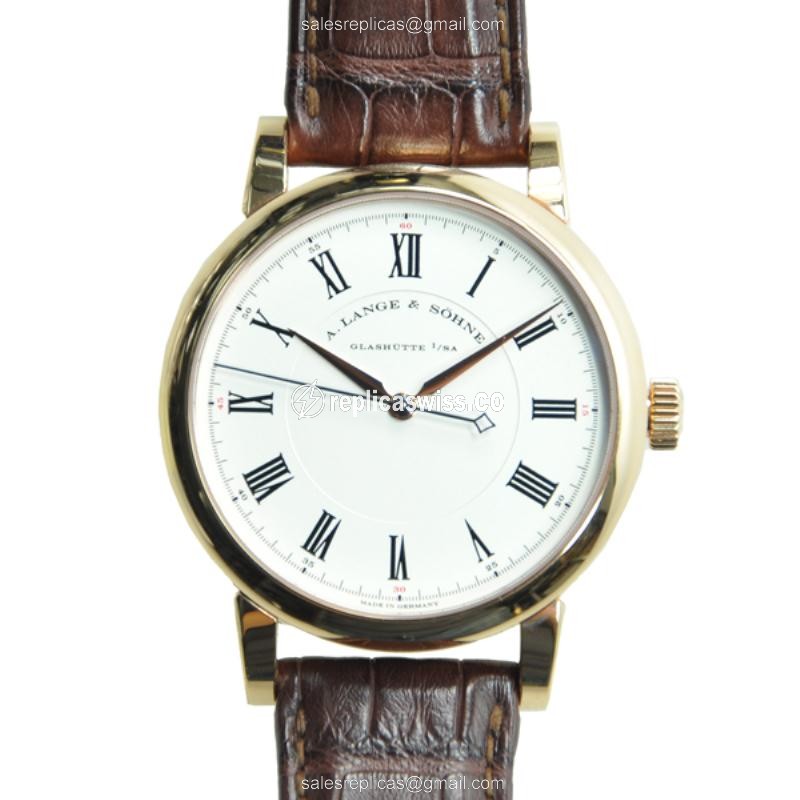 A Lange & Sohne 232.032 Replica - Manual Wind - 18kt Rose Gold - Silver Dial - Brown Alligator Buckle - Luxury Replica RICHARD LANGE Watch