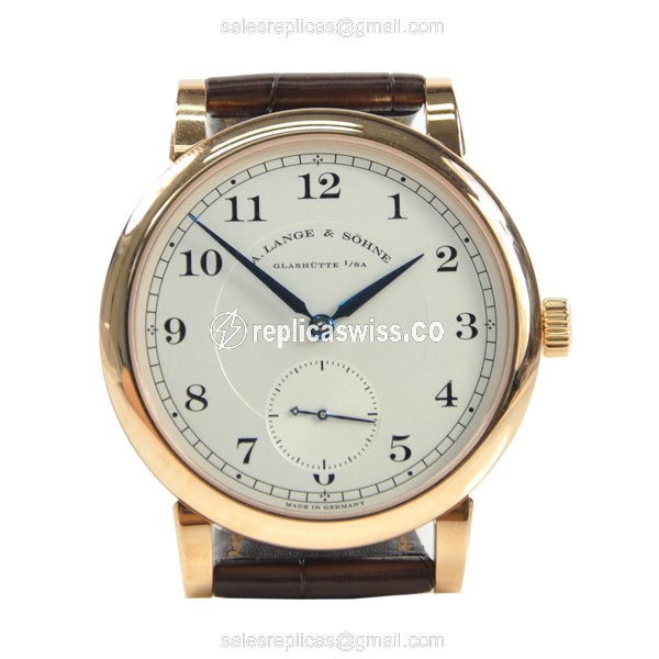 A Lange & Sohne 233.032 1815 Chrono - Auto - 18kt Rose Gold - White Dial - Brown Alligator Buckle