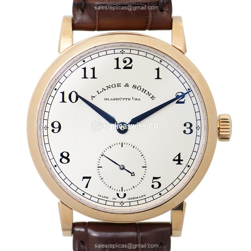 A Lange & Sohne 235.032 1815 Chrono - Manual - 18kt Rose Gold - White Dial - Brown Alligator Buckle