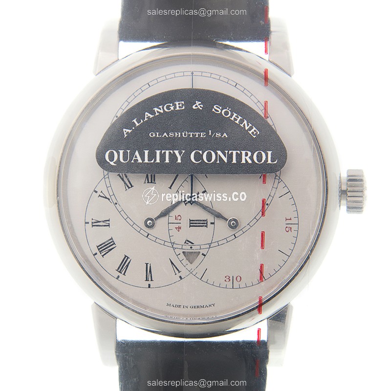 A Lange & Sohne Richard Lange Replica - Automatic - 950 Platinum - Gray Dial - Black Alligator Buckle - Luxury Replica RICHARD LANGE Watch