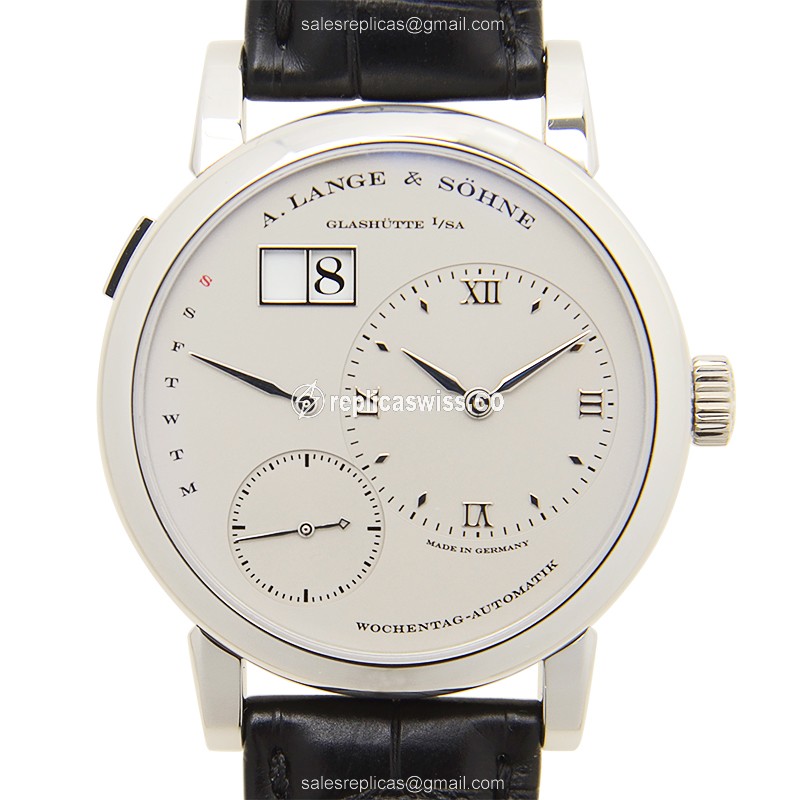 A. Lange & Sohne LANGE 1 Replica - Automatic - 950 Platinum - Silver Dial - Buckle Clasp - Black Alligator Strap
