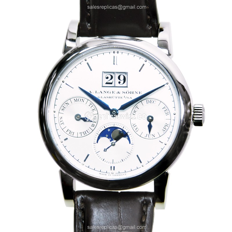 A. Lange & Söhne Saxonia Replica - Automatic - 18kt White Gold - White Dial - Brown Alligator Strap