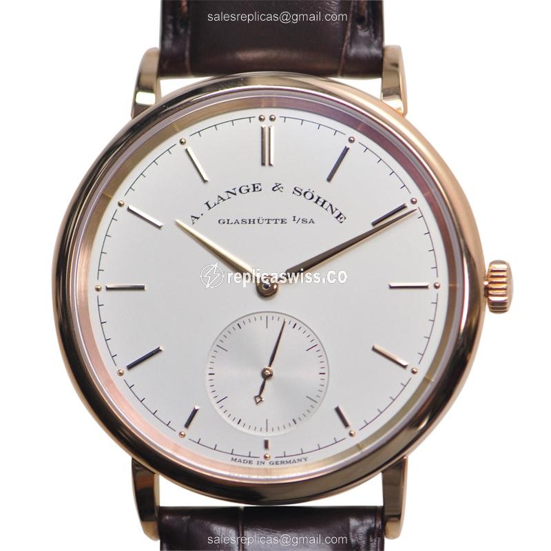 A. Lange & Söhne Saxonia 380.032 - Auto - 18kt Rose Gold - White Dial - Brown Alligator Buckle - Luxury Replica SAXONIA Watch