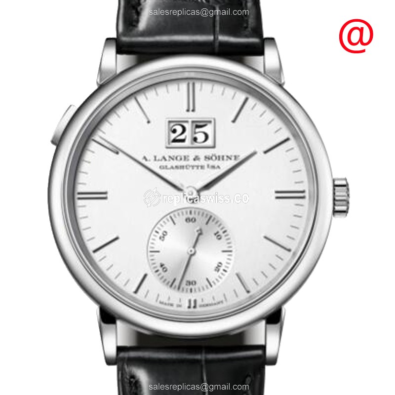 A Lange & Sohne Saxonia Replica - Automatic - 18kt White Gold - Silver Dial - Black Alligator Strap - Luxury Replica SAXONIA Watch