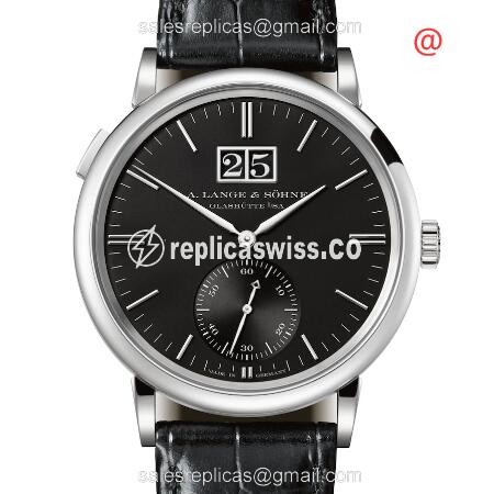 A Lange & Sohne SAXONIA 381.029 - Automatic 18kt Gold - Black Dial - Leather Strap - Luxury Replica SAXONIA Watch