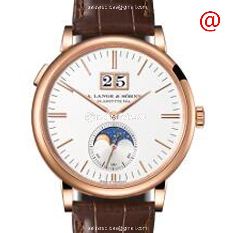 A. Lange & Söhne Saxonia 384.032 - Auto - 18kt Rose Gold - White Dial - Brown Alligator Buckle - Luxury Replica SAXONIA Watch