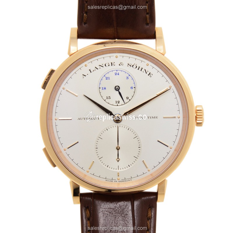 A. Lange & Sohne Saxonia 385.032 - Automatic 18kt Rose Gold - White Dial - Brown Alligator Buckle - Luxury Replica SAXONIA Watch