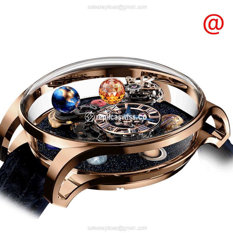 Jacob & Co AS300.40.AP.AK.AFL4A Replica - Manual Wind - 18kt Rose Gold - Skull Dial - Blue Leather Strap - Luxury Replica ASTRONOMIA SOLAR Watch