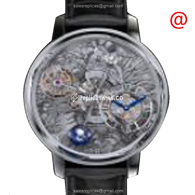 Jacob & Co AT100.30.AA.UA.BBALA Manual Wind 18kt Gold - Skull Dial - Buckle Clasp - Black Leather Strap - Luxury Jacob & Co Watch