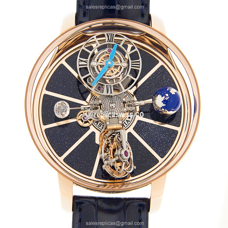 Jacob & Co AT100.40.AC.SD.A ASTRONOMIA - Manual Wind - 18kt Gold - Blue Dial - Alligator Blue Strap