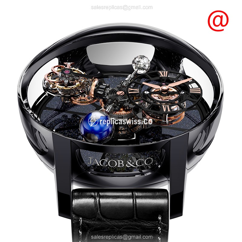 Jacob & Co ASTRONOMIA Replica - Manual - Ceramic - Black Dial - Alligator Black Clasp - Luxury Replica ASTRONOMIA Watch