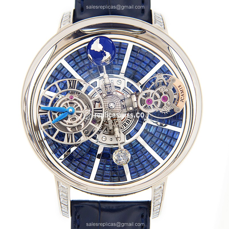 Jacob & Co AT800.30.BD.BB.A Replica - Manual Wind - 18kt Gold - Blue Dial - Alligator Blue Strap