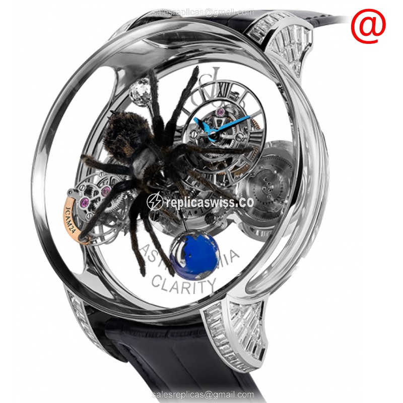 Jacob & Co. AT820.30 Replica - Manual - 18kt White Gold - Skull Dial - Blue Alligator