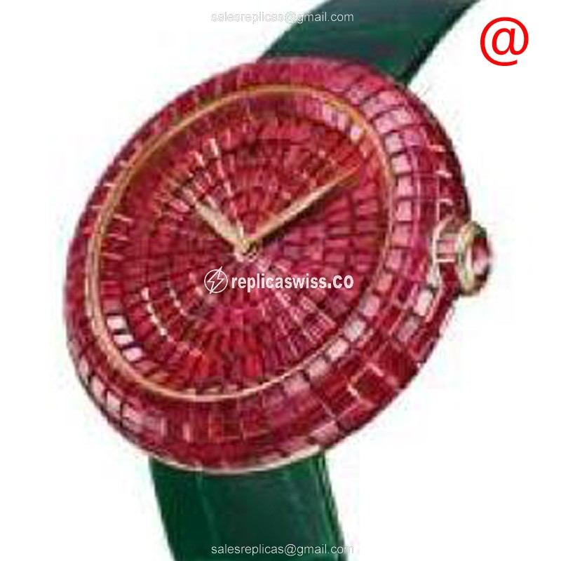 Jacob & Co BA534.40.BR.BR.ABF4A - Manual Wind - 18kt Rose Gold - Red Dial - Green Alligator Strap