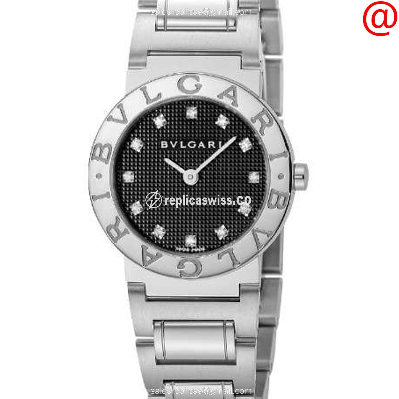 Bulgari BB26BSS/12 Replica - Quartz - Black Dial - Steel Case - Silver Strap - Luxury Replica BULGARI Watch