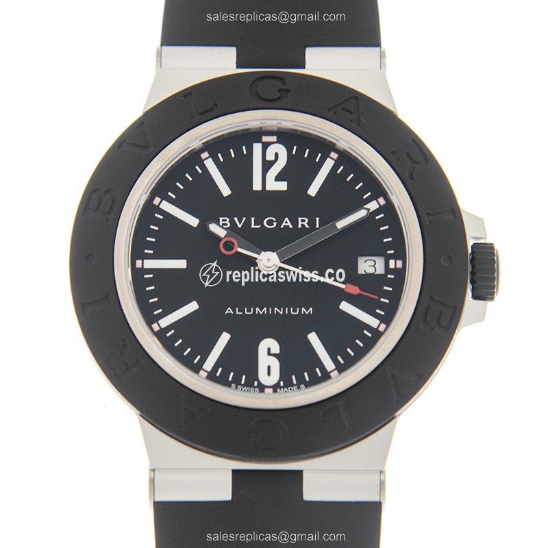Bulgari 103445 Aluminum Titanium - Automatic - Black Dial - Rubber Strap - Buckle Clasp