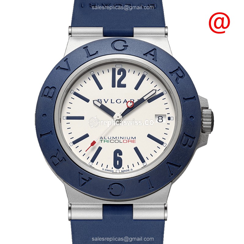 Bulgari 103514 Aluminum Titanium - Automatic - Gray Dial - Blue Rubber Strap