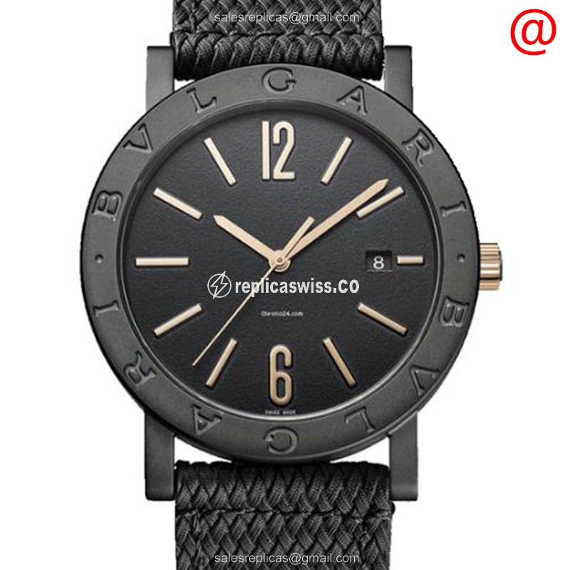 Bulgari BB41BBCLD/MB Automatic - Black Dial - Rubber Strap - Stainless Steel