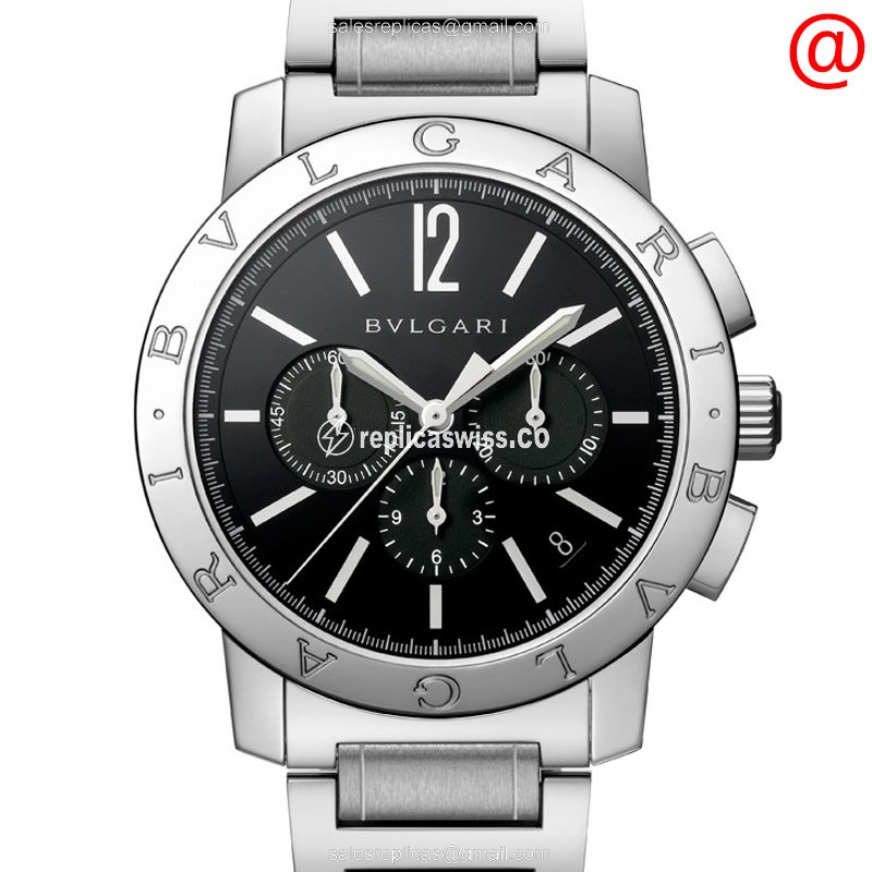 Bulgari 102045 Automatic - Black Dial - Steel Case - Silver Strap - Luxury Replica BULGARI Watch