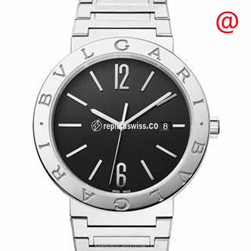 Bulgari 102928 Replica - Automatic - Steel Case - Black Dial - Silver Steel Strap - Luxury Replica BULGARI Watch