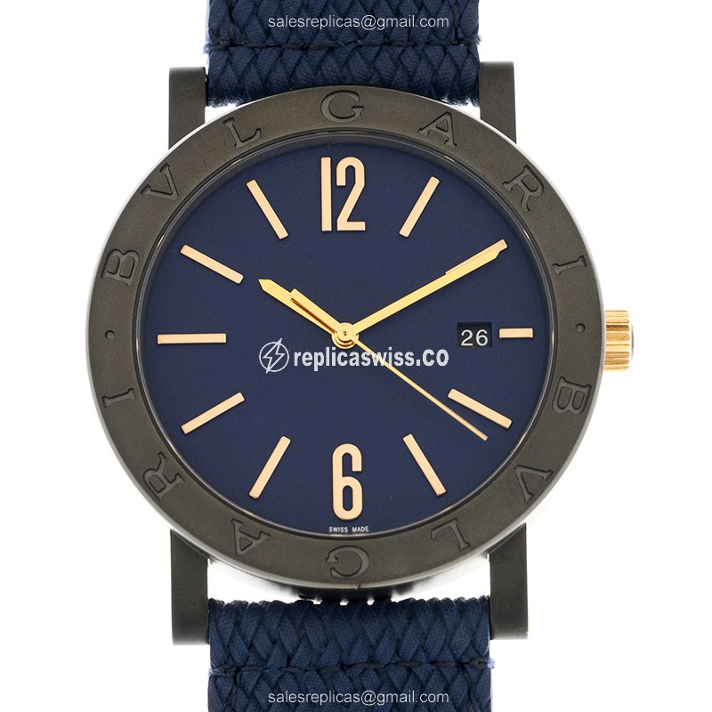 Bulgari 103133 Replica - Automatic - Blue Dial - Steel Case - Blue Rubber Strap