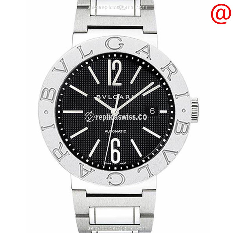 Bulgari 101382 Automatic - Stainless Steel Case - Black Dial - Silver Steel Strap - Luxury Replica BULGARI Watch