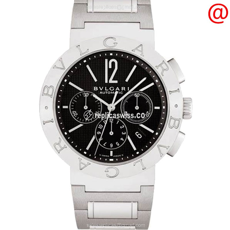 Bulgari 101560 Replica - Automatic - Steel Case - Black Dial - Silver Strap - Luxury Replica BULGARI Watch