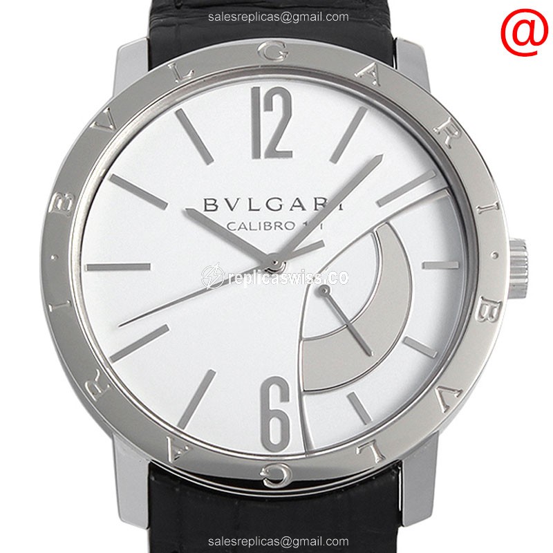 Bulgari 101870 Manual Wind - Stainless Steel Case - White Dial - Black Alligator Strap