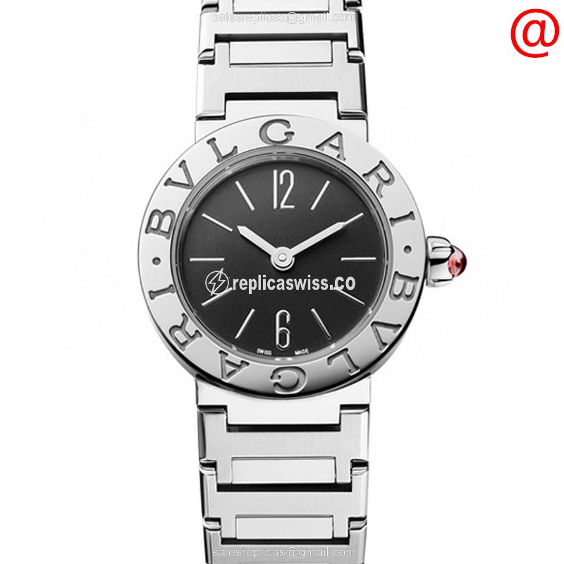 Bulgari 102943 Quartz Watch - Steel Case - Black Dial - Silver Band - Clasp - Luxury Replica BULGARI Watch