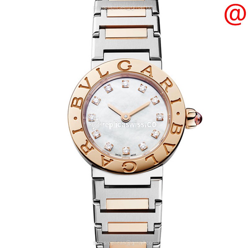 Bulgari 102970 Quartz 18kt Rose Gold - Automatic - White Dial - Gold Clasp - Steel Strap - Luxury Replica BULGARI Watch