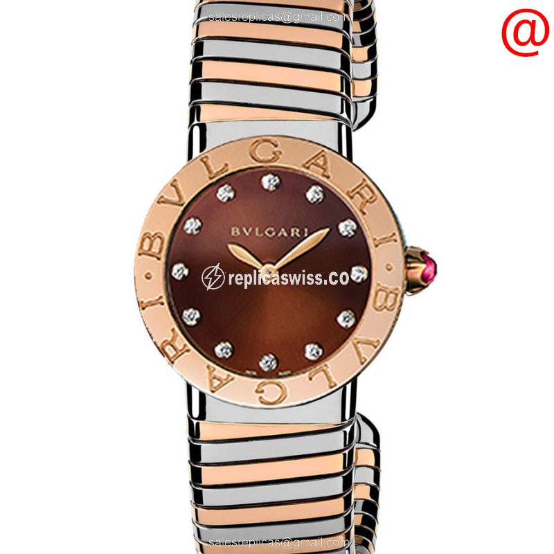 Bulgari 102456 Quartz 18kt Rose Gold - Purple Dial - Bangle Clasp