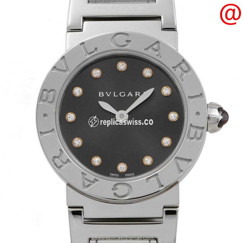 Bulgari 102479 Quartz Steel Case - Black Dial - Silver Steel Band - Luxury Replica BULGARI Watch