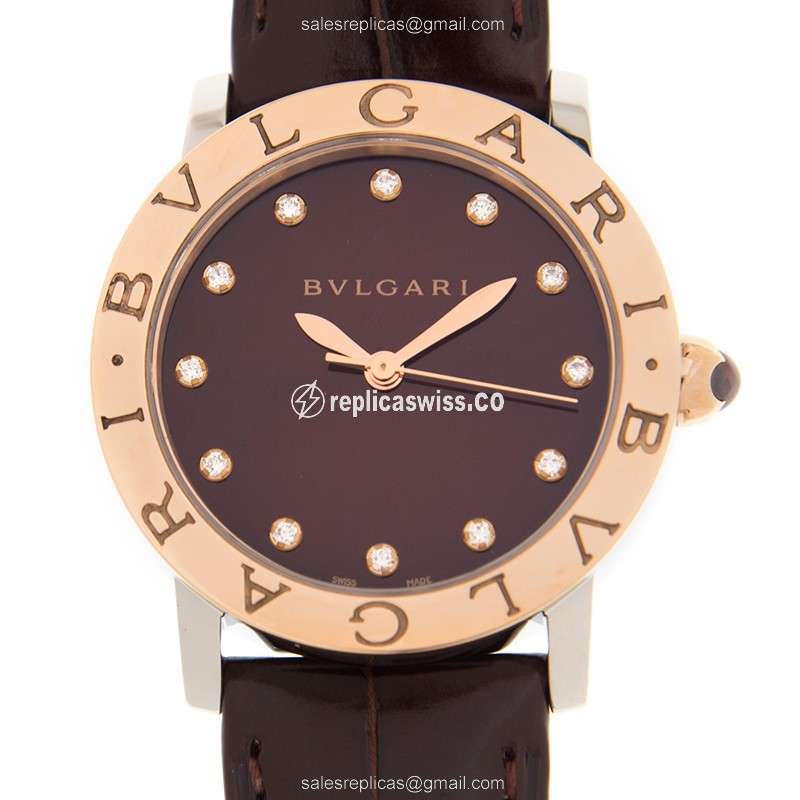 Bulgari BBL33C11SPGLC11/12 Replica - Automatic 18kt Rose Gold - Red Dial, Alligator Red Strap