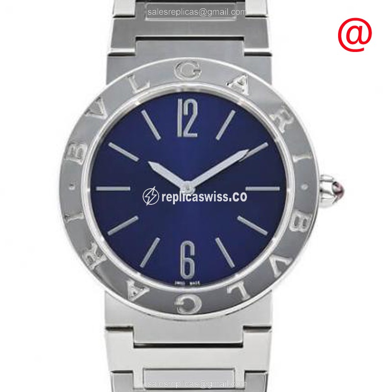 Bulgari 103201 Aluminum Quartz Steel - Blue Dial Silver Steel Clasp