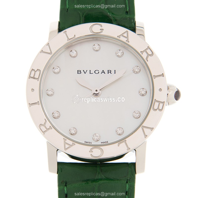 Bulgari BBL33WSLC4/12 Replica - Automatic - White Dial - Green Alligator Strap - Luxury Replica BULGARI Watch