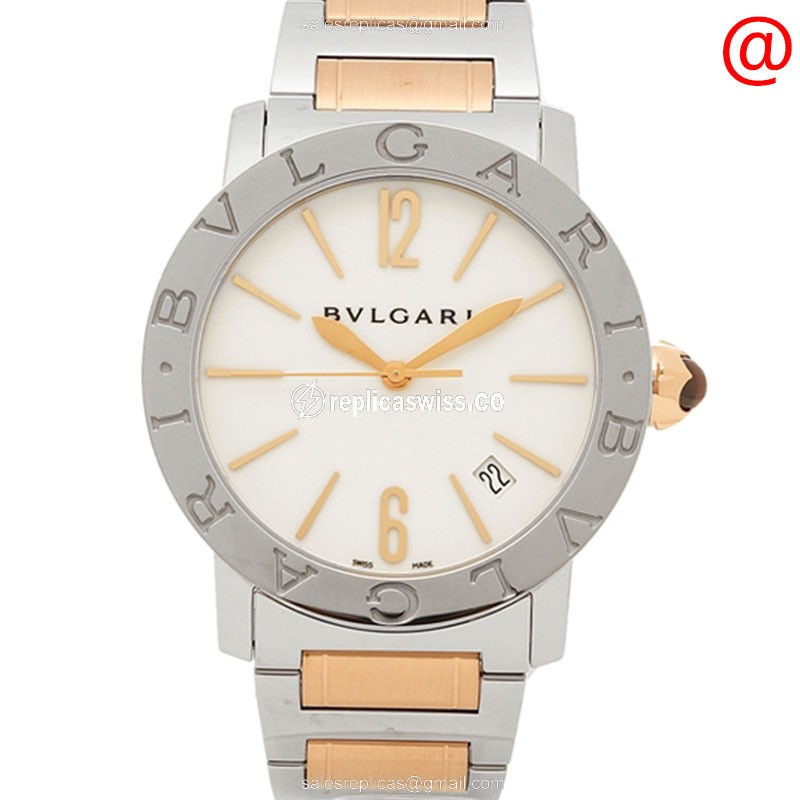 Bulgari 102266 Replica - Automatic - Stainless Steel - White Dial - Gold Clasp