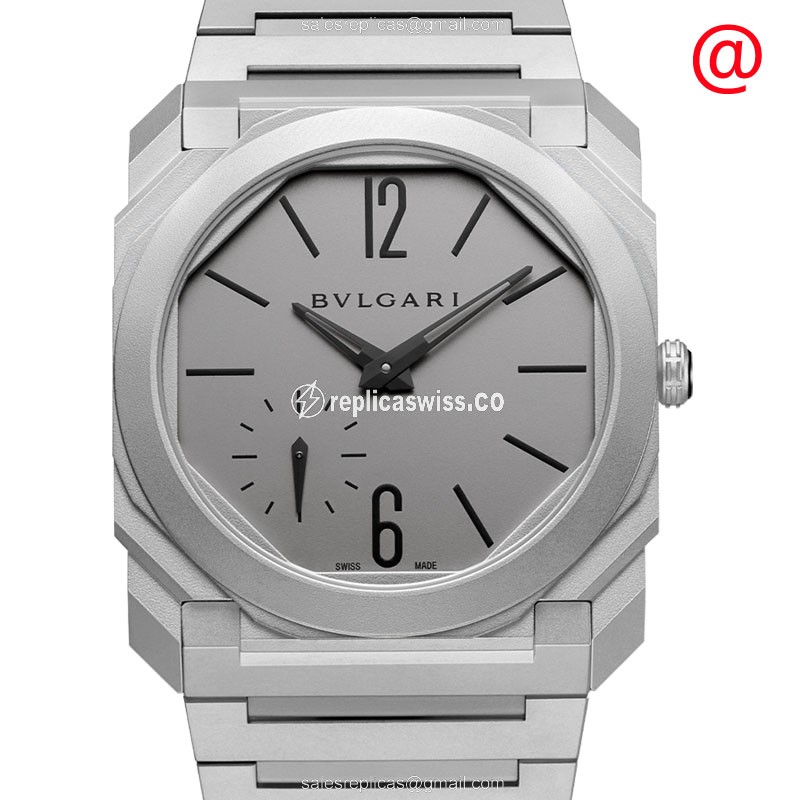 Bulgari 102713 OCTO Finissimo Replica - Automatic - Titanium Case - Gray Dial - Silver Titanium Strap