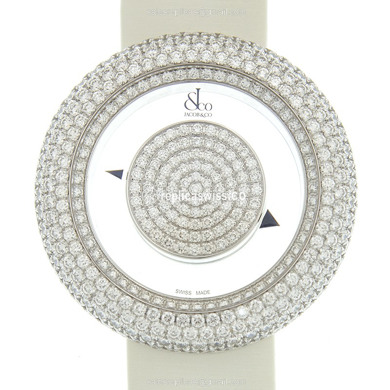 Jacob & Co BM556.30.RD.RD.A Replica - Quartz - 18kt White Gold - Diamond Case - Silver Dial