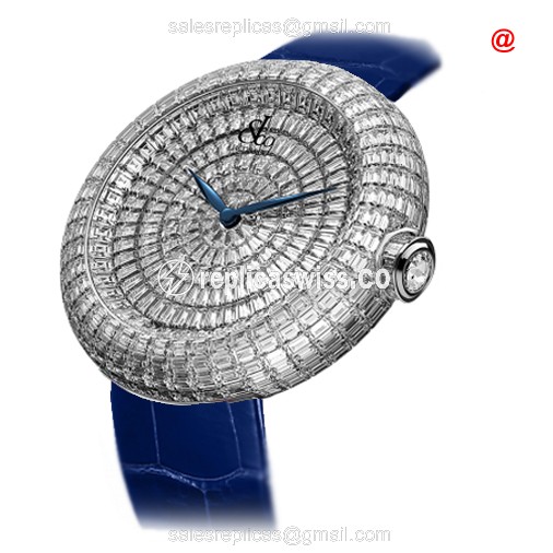 Jacob & Co BQ532.30.BD.BD.ZSB4A - Replica - Quartz - 18kt White Gold - Diamond - Silver Dial - Black Alligator Strap