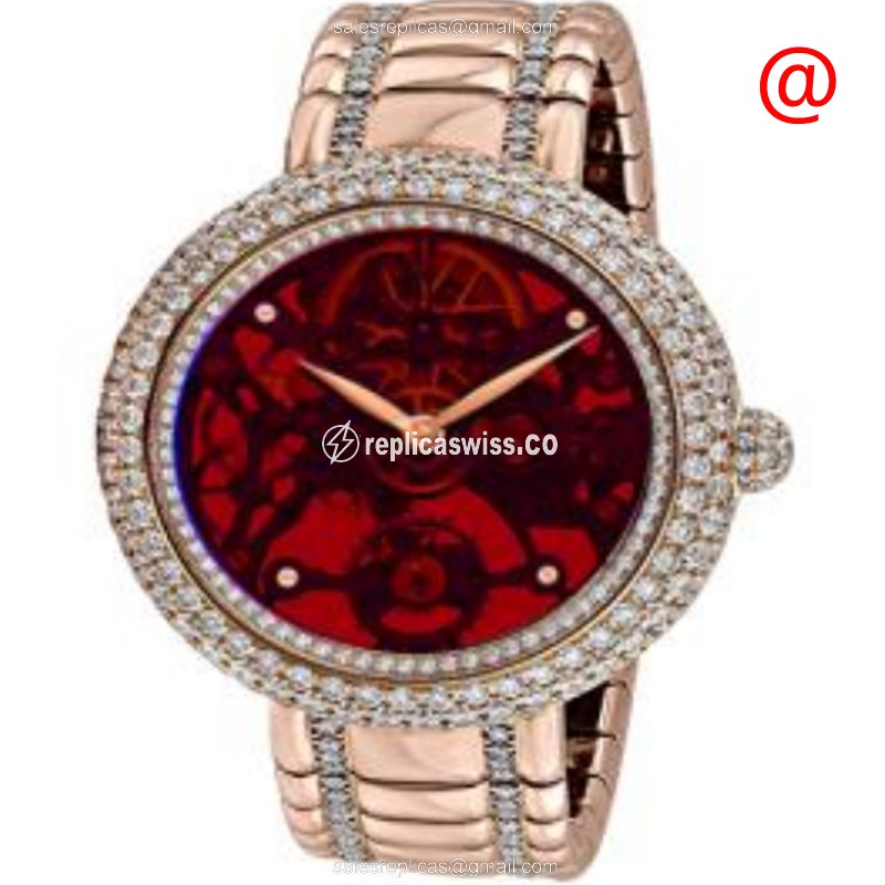 Jacob & Co BS431.40.RD.QRB.A - Manual Wind - 18kt Rose Gold - Red Dial - Gold Clasp & Strap
