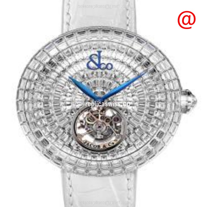 Jacob & Co. BT543.30.BD.BD.C - Manual Wind - 18kt White Gold - Transparent Dial - Leather Strap