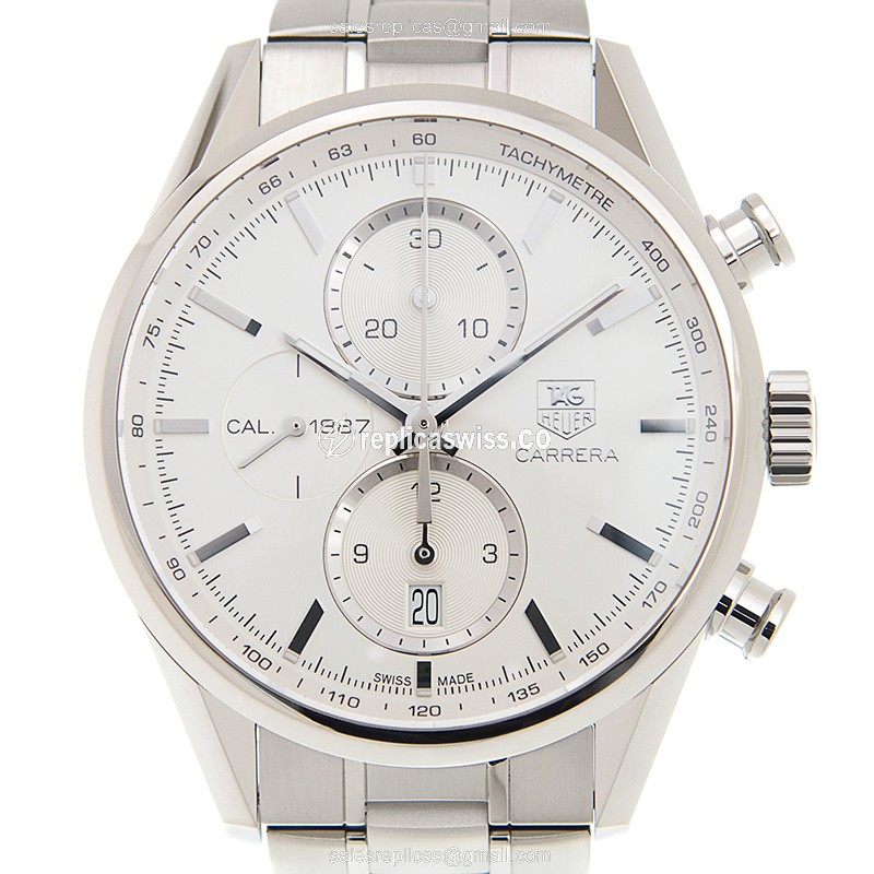 Tag Heuer CARRERA Automatic - White Dial - Silver Steel - Clasp - 2111-BA0724